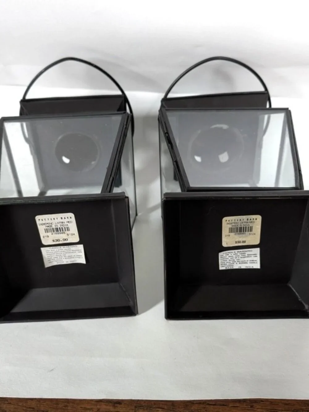 Pottery Barn Black Metal &‎ Glass Lanterns Set